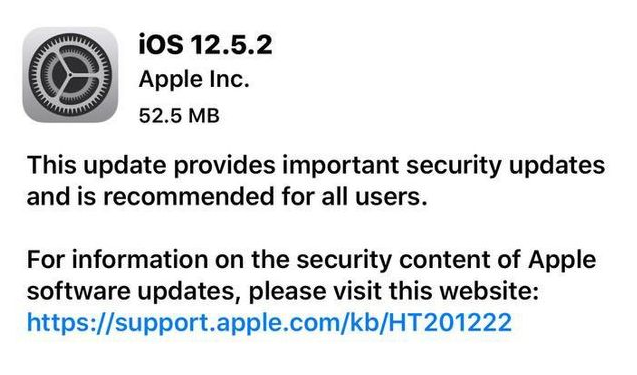 莲都苹果手机维修分享iOS12.5.2发布，建议所有老苹果用户安装 